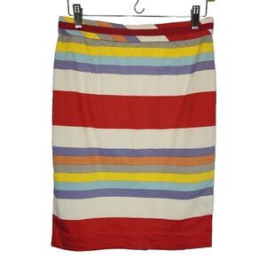 Boden Striped Modern Pencil Skirt 4 Petite Multicolor Lined Poplin‎ Knee Length